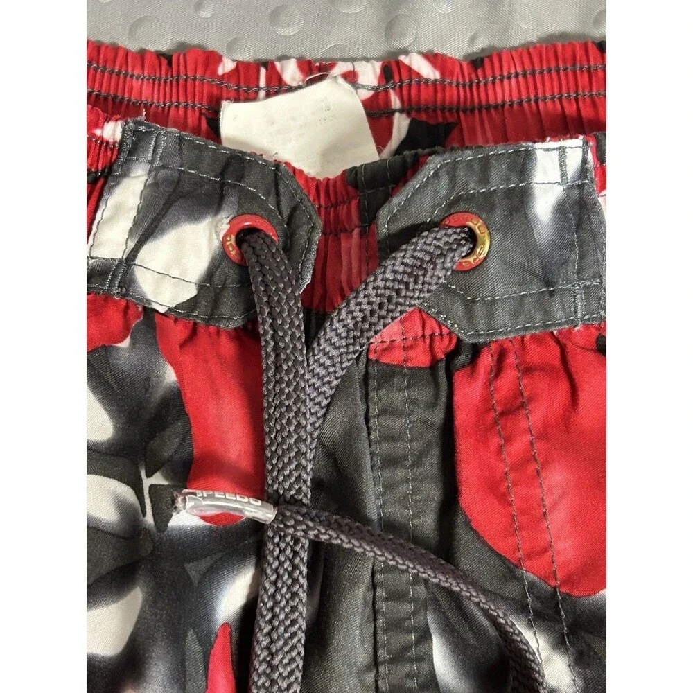 Speedo Men's Swim Trunks Shorts‎ Hawaiian Floral Red Mesh Lining Waist 30